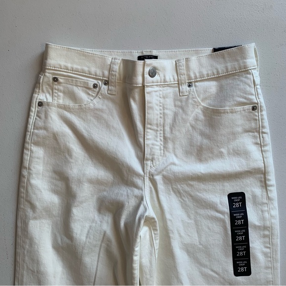 J Crew Factory Tall White Wide-Leg Cropped Jean in All Day Stretch Size 28T NWT - Picture 4 of 17